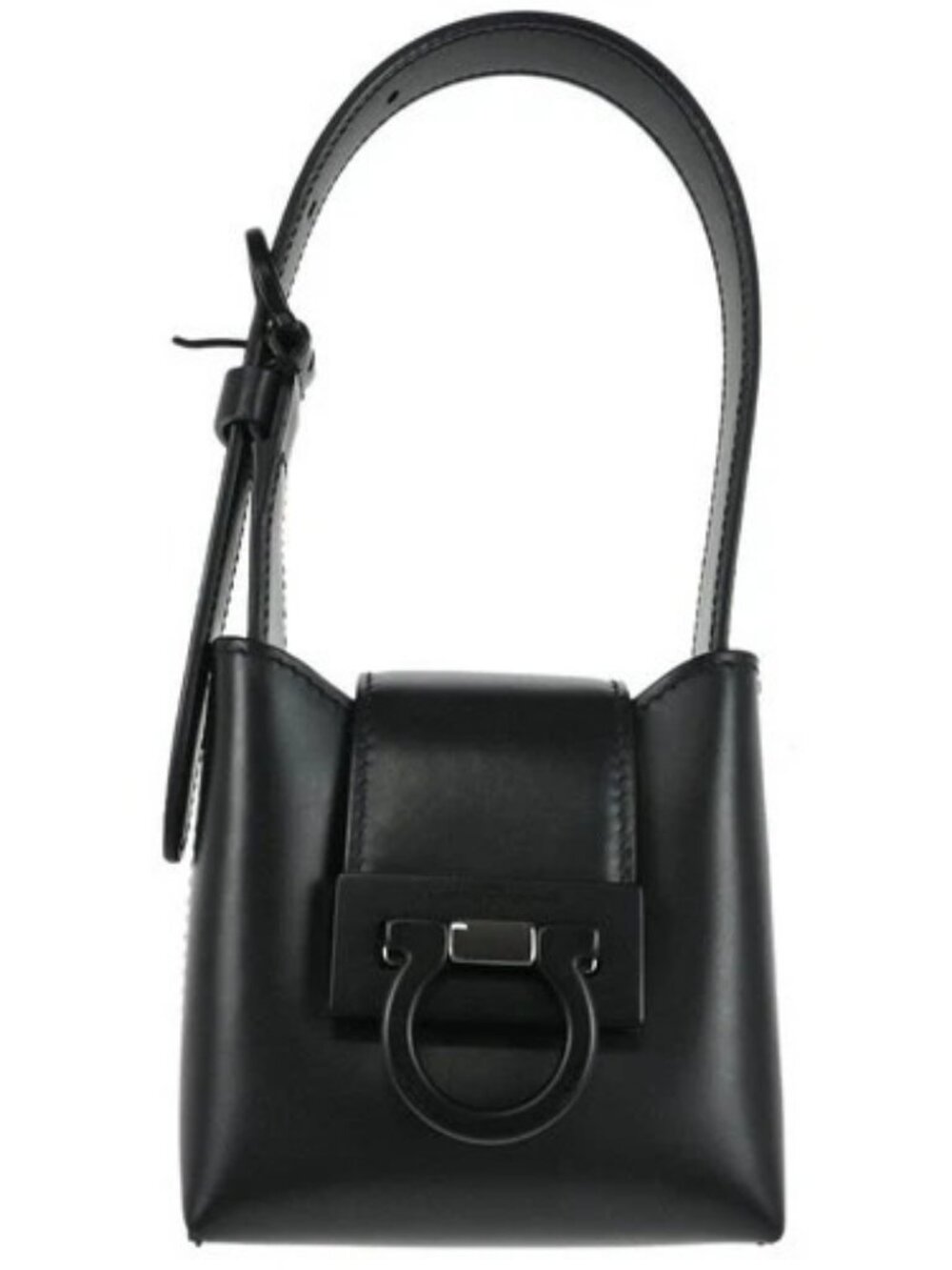 Salvatore Ferragamo Black Leather Gancini Handbag AU-21/1167 186469
